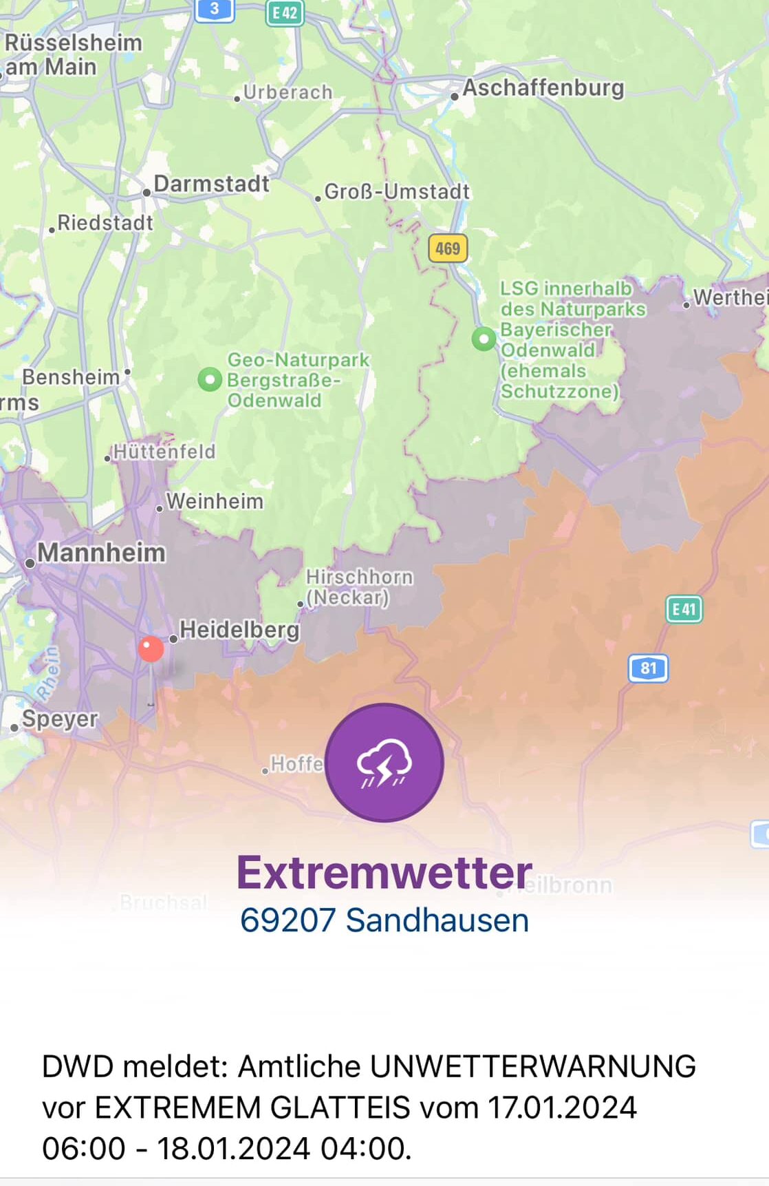 Unwetterwarnung Glatteis Hessen